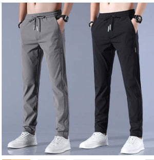 Galuxia Drawstring Trousers Thin Casual Pants Korean Version Loose Straight Sweatpants Mens Clothing