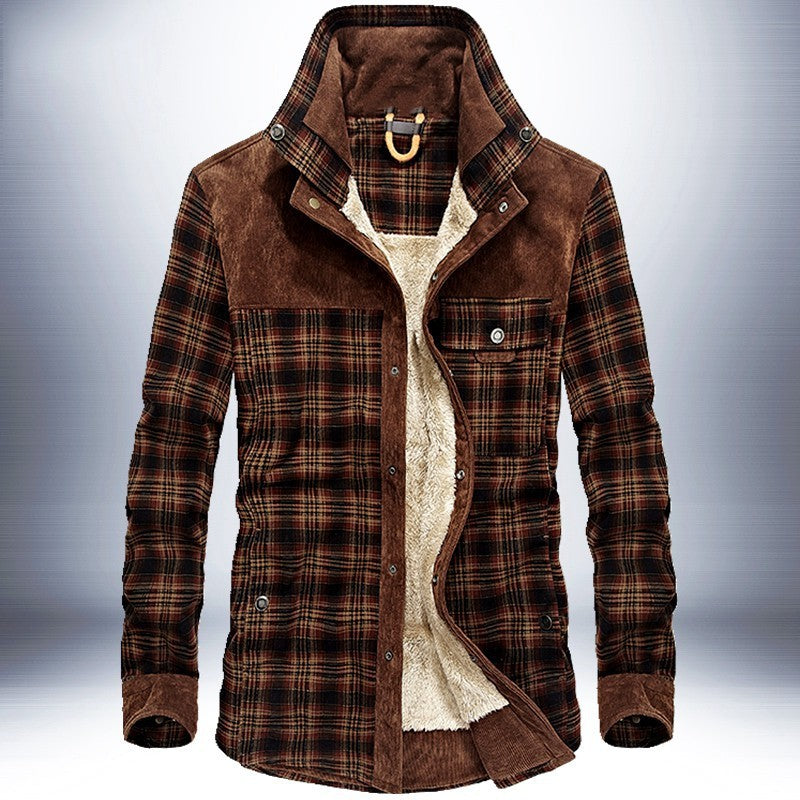 Galuxia Winter Jacket Men Thicken Warm Fleece Jackets Coats Pure Cotton Plaid Jacket Military Clothes