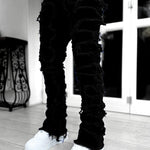 Galuxia Men Trousers Individual Patched Pants Long Tight Fit Stacked Jeans For Mens Clothing