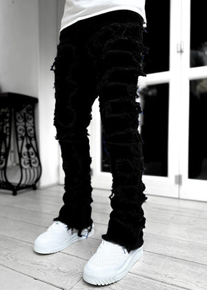 Galuxia Men Trousers Individual Patched Pants Long Tight Fit Stacked Jeans For Mens Clothing