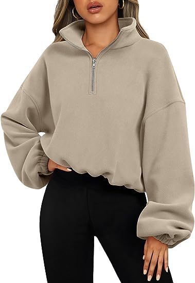 Galuxia Loose Sport Pullover Hoodie – Women’s Winter Zipper Stand Collar Sweatshirt