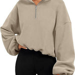Galuxia Loose Sport Pullover Hoodie – Women’s Winter Zipper Stand Collar Sweatshirt