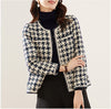 Galuxia Houndstooth Small Fragrance Jacket – Casual Women’s Round Neck Straight Jacket