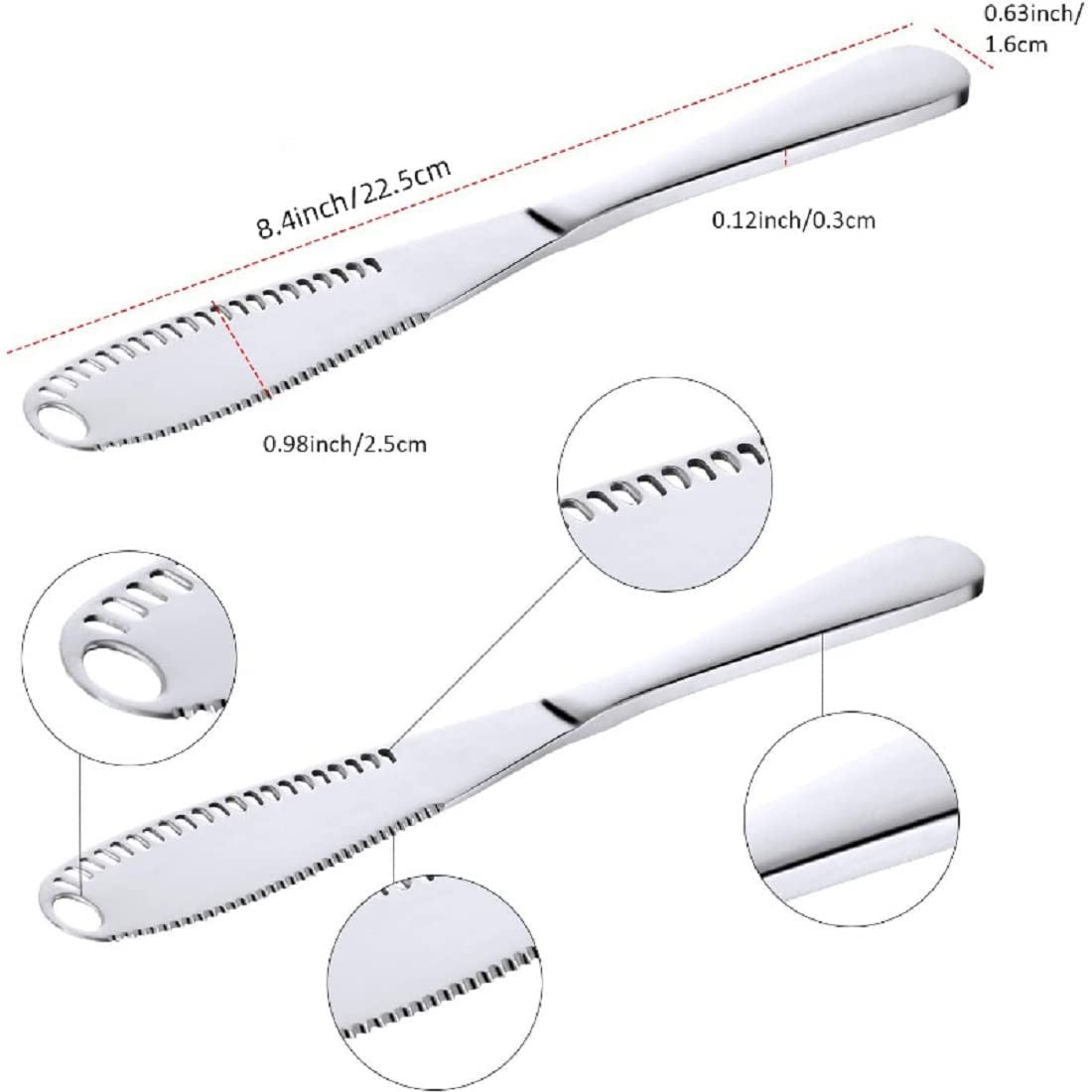 Galuxia Stainless Steel Butter Spreader Knife With Handle, 3 In 1 Curler Slicer Knife, Butter Knife Spreader And Curler With Holes And Serrated Edge Cheese Knife  Kitchen Gadgets