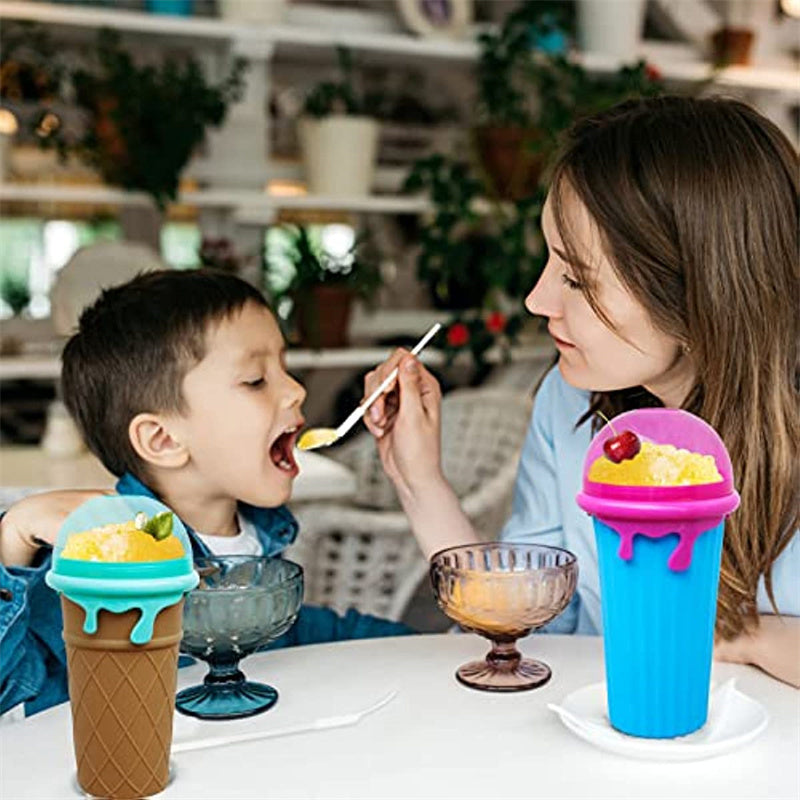 Galuxia 500ml Large Capacity Slushy Cup Summer Squeeze Homemade Juice Water Bottle Quick-Frozen Smoothie Sand Cup Pinch Fast Cooling Magic Ice Cream Slushy Maker Beker Kitchen Gadgets