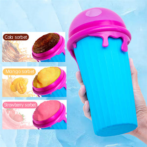Galuxia 500ml Large Capacity Slushy Cup Summer Squeeze Homemade Juice Water Bottle Quick-Frozen Smoothie Sand Cup Pinch Fast Cooling Magic Ice Cream Slushy Maker Beker Kitchen Gadgets