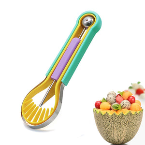 Galuxia 3-in-1 Fruit Digger Fruit Carving Knife Set Cutter Fruit Platter Separator Kitchen Gadgets Watermelon Ice Cream Baller Scoop
