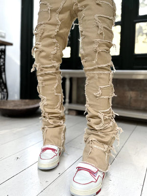 Galuxia Men Trousers Individual Patched Pants Long Tight Fit Stacked Jeans For Mens Clothing