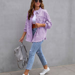 Galuxia Women’s Ripped Shirt Jacket – Casual Spring & Autumn Top