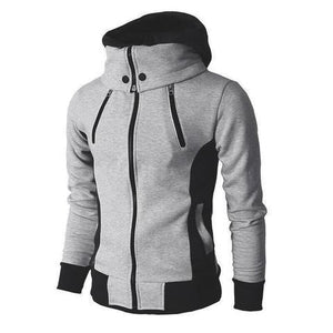 GaluxiaMen's Zip UP Hooded Jacket Fake Two Piece Sports Cardigan Casual Slim Sweatshirt Jacket