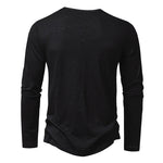 Galuxia Men's Long-sleeved T-shirt Fashion Casual Solid Color Pullover Button Top Autumn And Spring Clothing