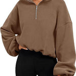 Galuxia Loose Sport Pullover Hoodie – Women’s Winter Zipper Stand Collar Sweatshirt