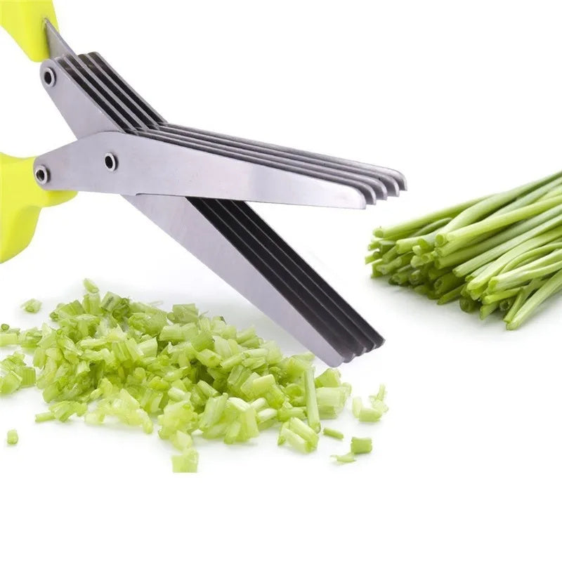 Galuxia Multifunctional Multi-layer Green Onion Scissors Stainless Steel Onion Cutting Knife Herb Seaweed Spice Scissors Kitchen Scissor Kitchen Gadgets