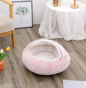 Galuxia 2 In 1 Dog And Cat Bed Pet Winter Bed Round Plush Warm Bed House Soft Long Plush Pets Bed Pet Products