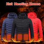 Galuxia Men Heated Puffer Jacket Electric Heating Coat Insulated Hood Windbreaker 9Heat Zones