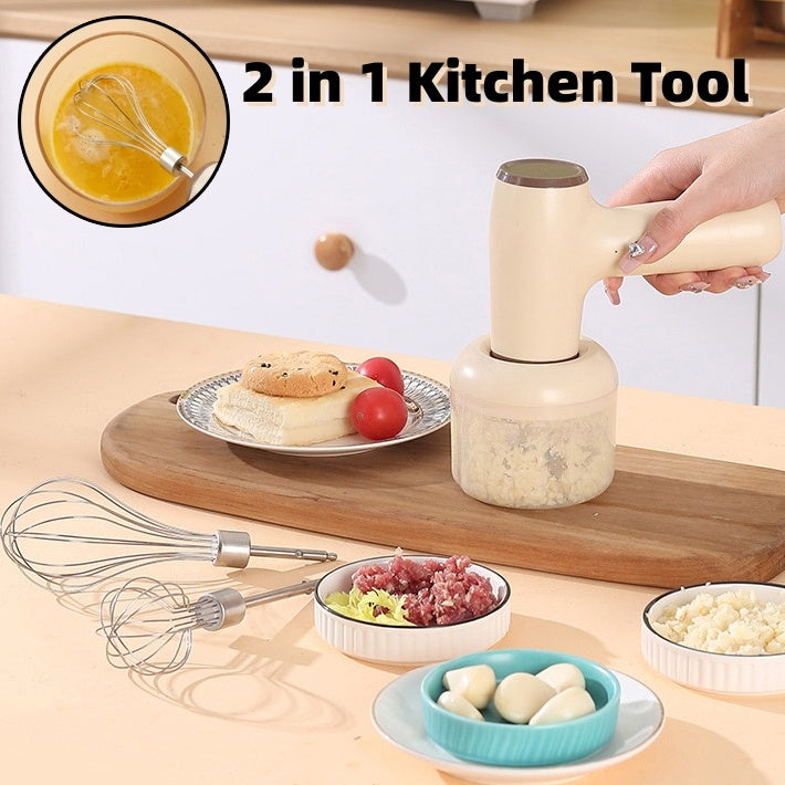 Galuxia 2 In 1 Electric Garlic Chopper USB Rechargeable Vegetable Chili Meat Ginger Masher Handheld Multipurpose Kitchen Gadgets