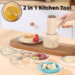 Galuxia 2 In 1 Electric Garlic Chopper USB Rechargeable Vegetable Chili Meat Ginger Masher Handheld Multipurpose Kitchen Gadgets