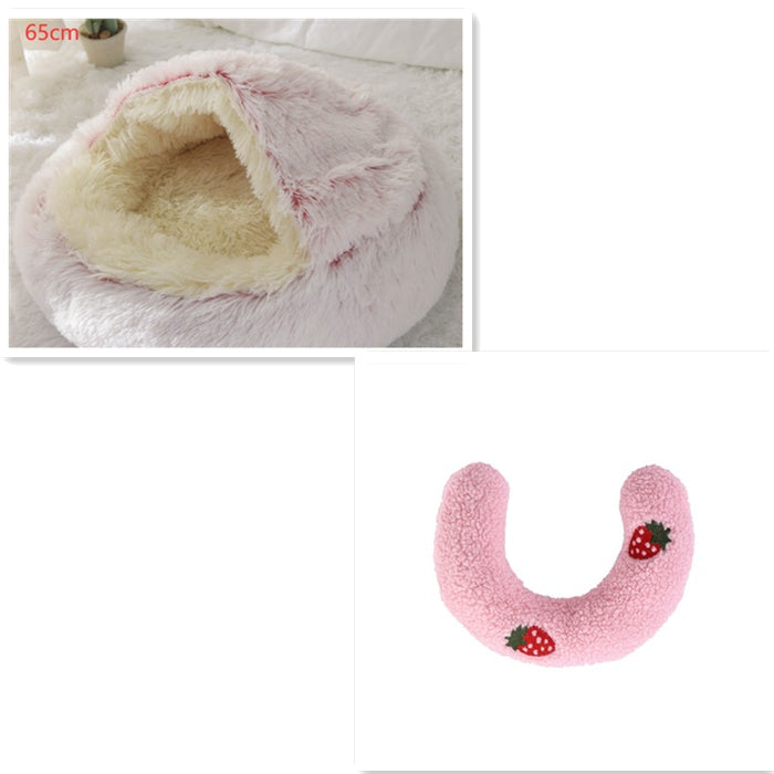 Galuxia 2 In 1 Dog And Cat Bed Pet Winter Bed Round Plush Warm Bed House Soft Long Plush Pets Bed Pet Products