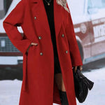 Galuxia Lapel Double-Breasted Trench Coat with Belt – Women’s Winter Long Jacket