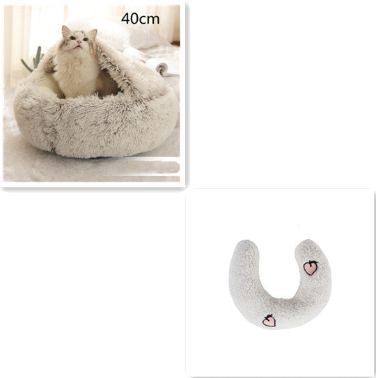 Galuxia 2 In 1 Dog And Cat Bed Pet Winter Bed Round Plush Warm Bed House Soft Long Plush Pets Bed Pet Products