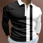 Galuxia Men's POLO Shirt Striped Printed Short Sleeve T-Shirt Lapel Shirt
