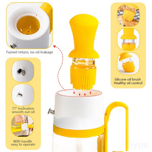 Galuxia 2 In 1 Oil Dispenser With Silicon Brush BBQ Oil Spray Glass Bottle Silicone For Barbecue Cooking Seasoning Bottle Kitchen Gadgets