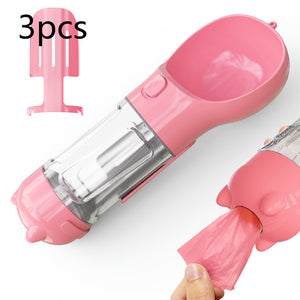 Galuxia Pet Water Bottle Feeder Bowl Garbage Bag Storage Portable Pet Outdoor Travel 3 In 1 Dog Water Bottle