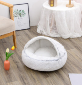 Galuxia 2 In 1 Dog And Cat Bed Pet Winter Bed Round Plush Warm Bed House Soft Long Plush Pets Bed Pet Products