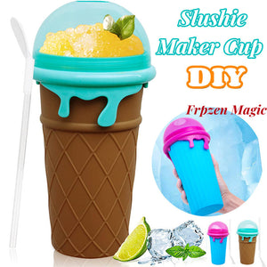 Galuxia 500ml Large Capacity Slushy Cup Summer Squeeze Homemade Juice Water Bottle Quick-Frozen Smoothie Sand Cup Pinch Fast Cooling Magic Ice Cream Slushy Maker Beker Kitchen Gadgets