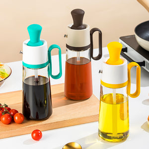 Galuxia 2 In 1 Oil Dispenser With Silicon Brush BBQ Oil Spray Glass Bottle Silicone For Barbecue Cooking Seasoning Bottle Kitchen Gadgets