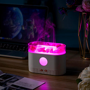 Galuxia Drop Shipping Factory Direct Humidifier Flame Salt Stone Aromatherapy Machine Essential Oil Colorful RGB Light Flame Aroma Diffuser