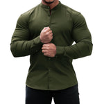 Galuxia Long Sleeve Shirt Men Casual Button Down Slim Tops Solid Color Casual Mens Clothing