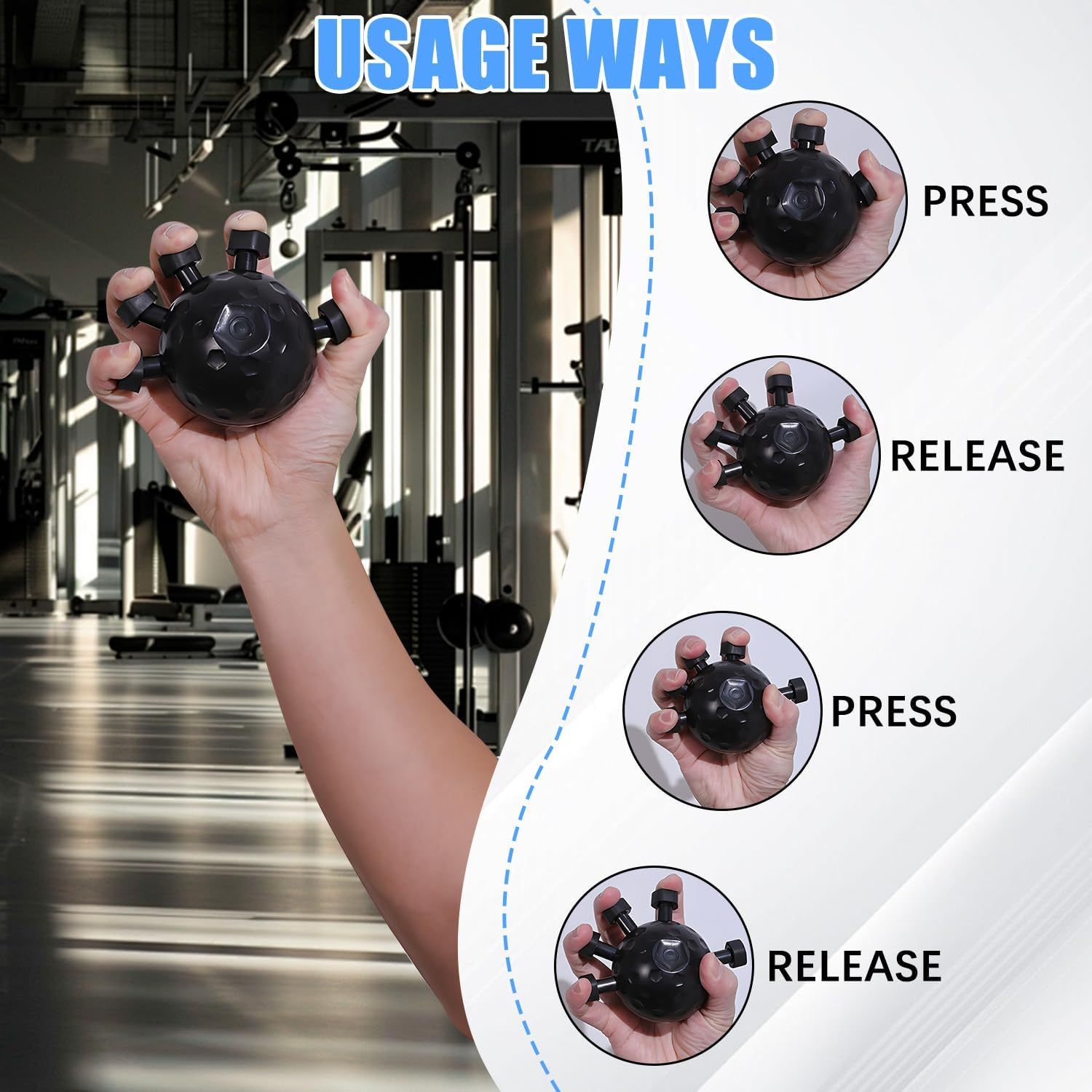 Adjustable Hand Gripper for Forearm & Finger Strength - Gym Resistance Ball for Climbing & Training