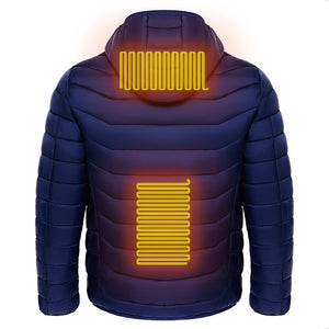 Galuxia Men Heated Puffer Jacket Electric Heating Coat Insulated Hood Windbreaker 9Heat Zones