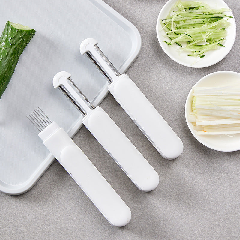 Galuxia 3 In 1 Multifunctional Rotary Paring Knife 360 Rotating Stainless Steel Peeler And Grater Kitchen Gadgets Tools