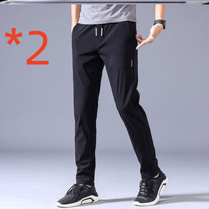 Galuxia Drawstring Trousers Thin Casual Pants Korean Version Loose Straight Sweatpants Mens Clothing