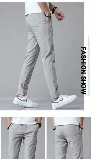 Galuxia Drawstring Trousers Thin Casual Pants Korean Version Loose Straight Sweatpants Mens Clothing