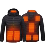 Galuxia Men Heated Puffer Jacket Electric Heating Coat Insulated Hood Windbreaker 9Heat Zones