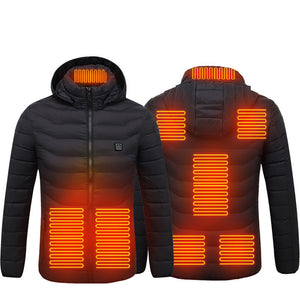 Galuxia Men Heated Puffer Jacket Electric Heating Coat Insulated Hood Windbreaker 9Heat Zones
