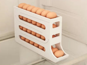 Galuxia Refrigerator 4-Layer Automatic Egg Roller Sliding Egg Tray Refrigerator Side Door Large Capacity Holder Egg Storage Box Kitchen Gadgets