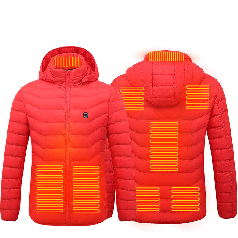 Galuxia Men Heated Puffer Jacket Electric Heating Coat Insulated Hood Windbreaker 9Heat Zones