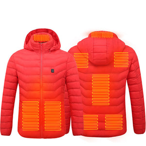 Galuxia Men Heated Puffer Jacket Electric Heating Coat Insulated Hood Windbreaker 9Heat Zones