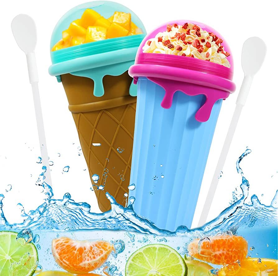 Galuxia 500ml Large Capacity Slushy Cup Summer Squeeze Homemade Juice Water Bottle Quick-Frozen Smoothie Sand Cup Pinch Fast Cooling Magic Ice Cream Slushy Maker Beker Kitchen Gadgets