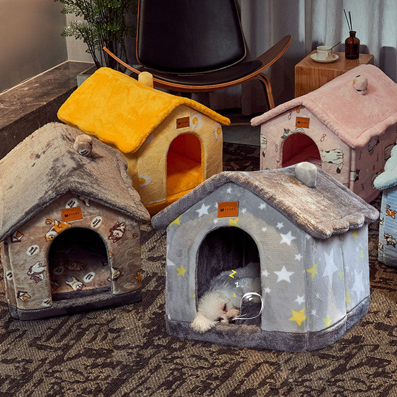 Galuxia Foldable Dog House Pet Cat Bed Winter Dog Villa Sleep Kennel Removable Nest Warm Enclosed Cave Sofa Pets Supplies