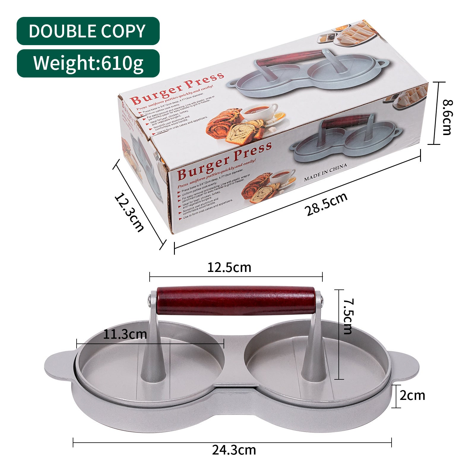 Galuxia Mini Burger Press Slider Patty Wood Handle Hamburger Press Burger Press Maker Grill BBQ Party Maker Meat Press Kitchen Gadgets