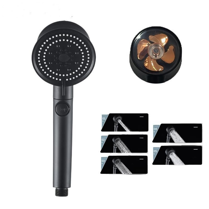 Galuxia Five-color Wind Turbine Shower Head 56 Speed Water Silicone Shower Head