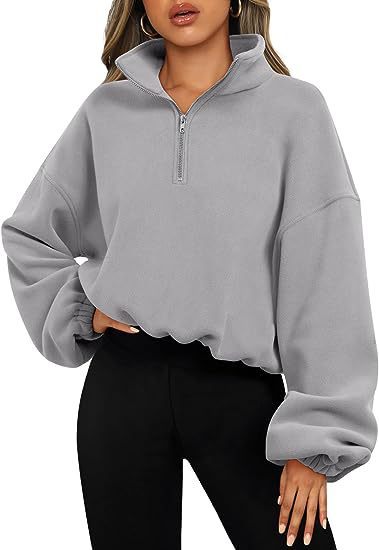 Galuxia Loose Sport Pullover Hoodie – Women’s Winter Zipper Stand Collar Sweatshirt