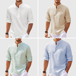 Galuxia Men's Casual Shirt  Long Sleeve Stand Collar Solid Color Shirt Mens Clothing