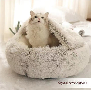 Galuxia 2 In 1 Dog And Cat Bed Pet Winter Bed Round Plush Warm Bed House Soft Long Plush Pets Bed Pet Products