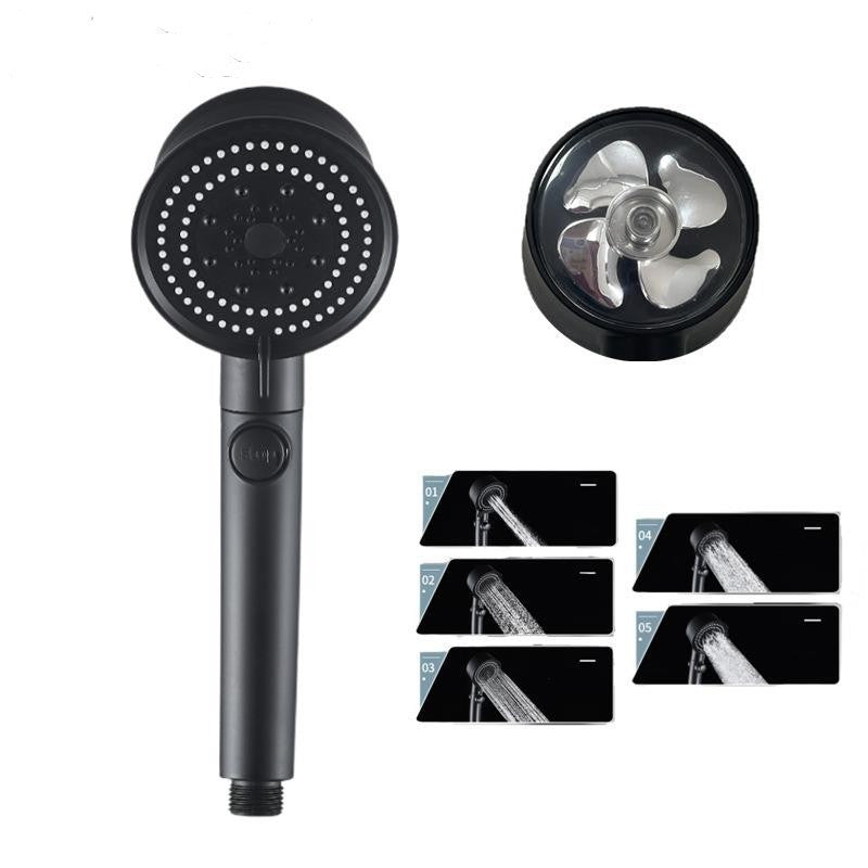 Galuxia Five-color Wind Turbine Shower Head 56 Speed Water Silicone Shower Head